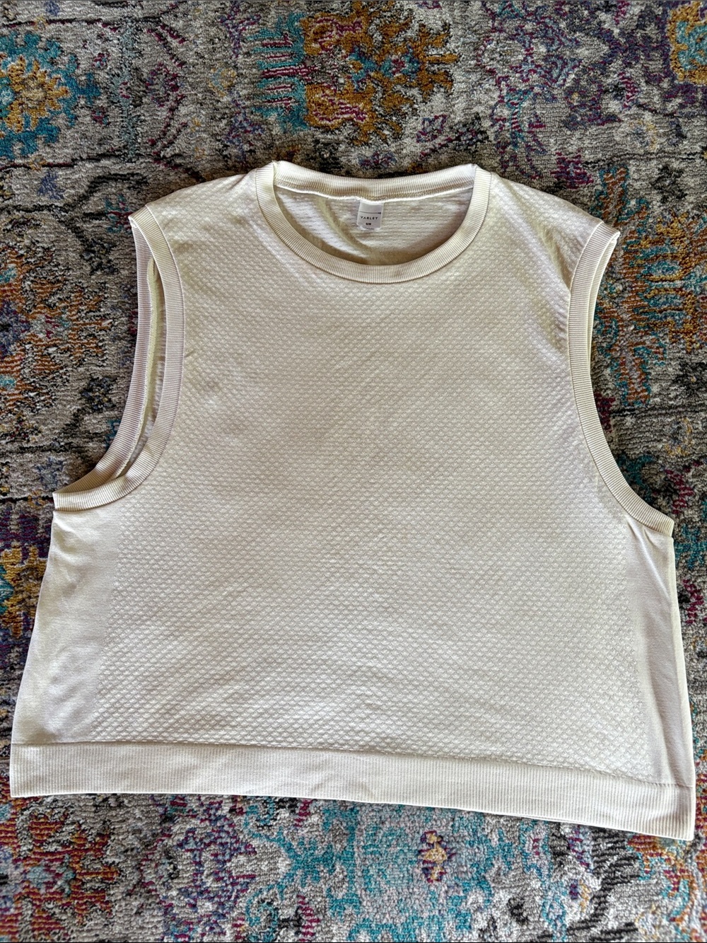 Varley sleeveless Cream Textured Crop Top